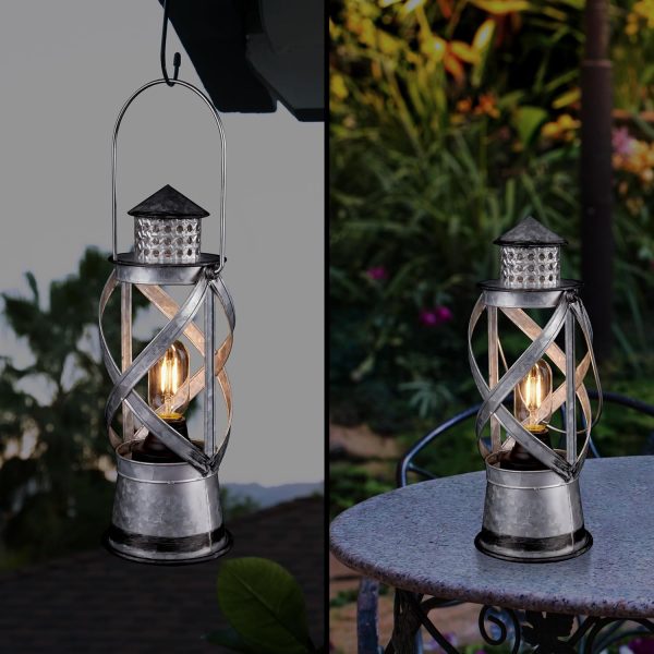 Alpine Corporation 10" H Indoor/Outdoor Metal and Glass Hurricane Lantern with Dimmable LED Lights, Red - Image 2