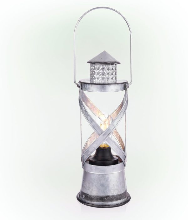 Alpine Corporation 10" H Indoor/Outdoor Metal and Glass Hurricane Lantern with Dimmable LED Lights, Red - Image 7