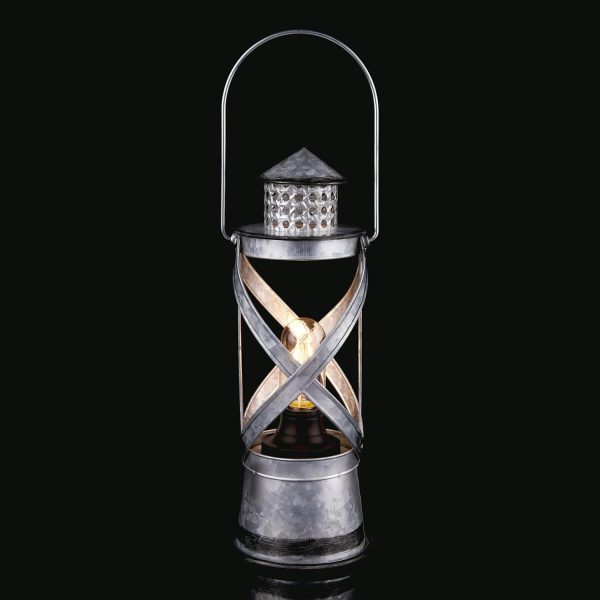 Alpine Corporation 10" H Indoor/Outdoor Metal and Glass Hurricane Lantern with Dimmable LED Lights, Red - Image 8