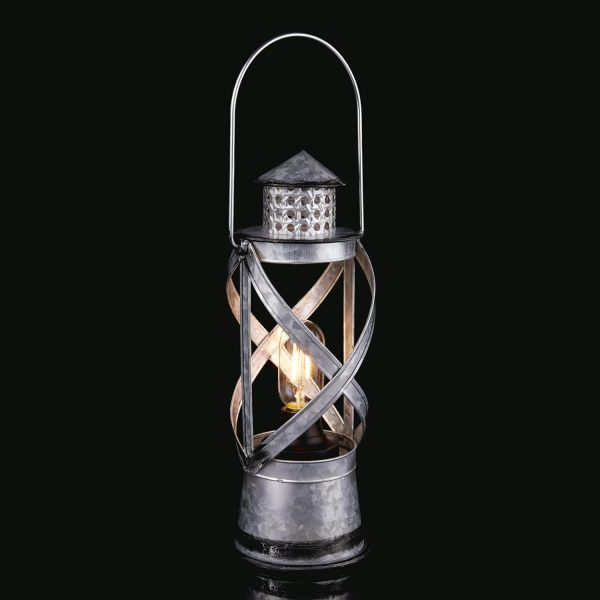 Alpine Corporation 10" H Indoor/Outdoor Metal and Glass Hurricane Lantern with Dimmable LED Lights, Red - Image 9