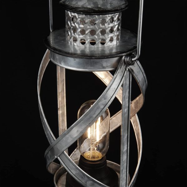 Alpine Corporation 10" H Indoor/Outdoor Metal and Glass Hurricane Lantern with Dimmable LED Lights, Red - Image 11