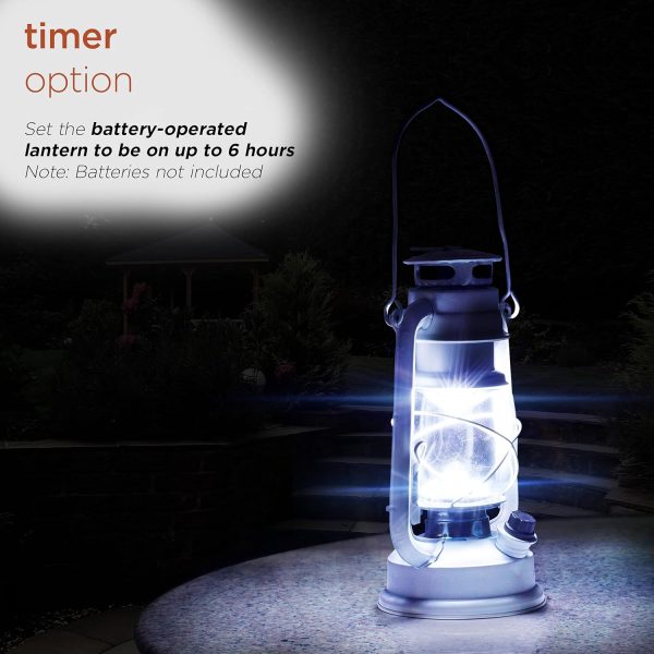 Alpine Corporation 10" H Indoor/Outdoor Metal and Glass Hurricane Lantern with Dimmable LED Lights, Red - Image 22