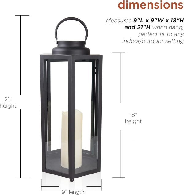 Alpine Corporation 10" H Indoor/Outdoor Metal and Glass Hurricane Lantern with Dimmable LED Lights, Red - Image 26