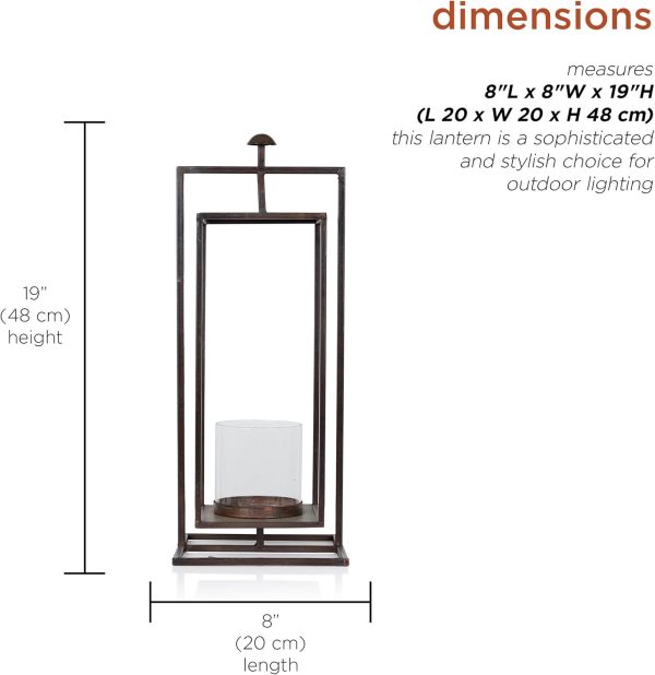 Alpine Corporation 10" H Indoor/Outdoor Metal and Glass Hurricane Lantern with Dimmable LED Lights, Red - Image 39