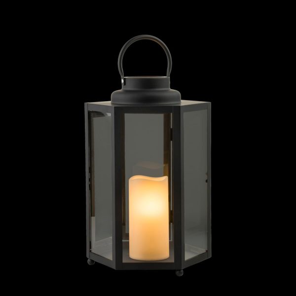 Alpine Corporation 10" H Indoor/Outdoor Metal and Glass Hurricane Lantern with Dimmable LED Lights, Red - Image 53