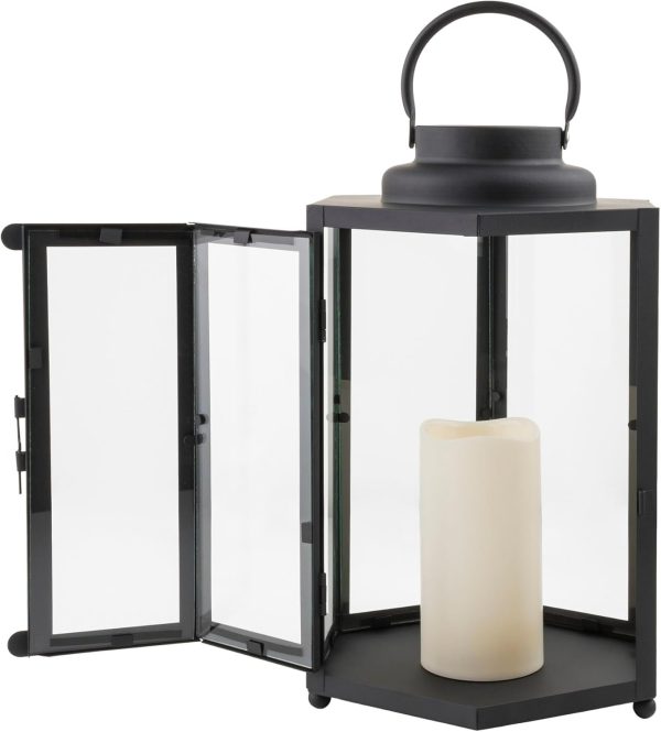 Alpine Corporation 10" H Indoor/Outdoor Metal and Glass Hurricane Lantern with Dimmable LED Lights, Red - Image 54
