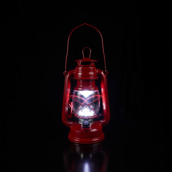 Alpine Corporation 10" H Indoor/Outdoor Metal and Glass Hurricane Lantern with Dimmable LED Lights, Red - Image 59