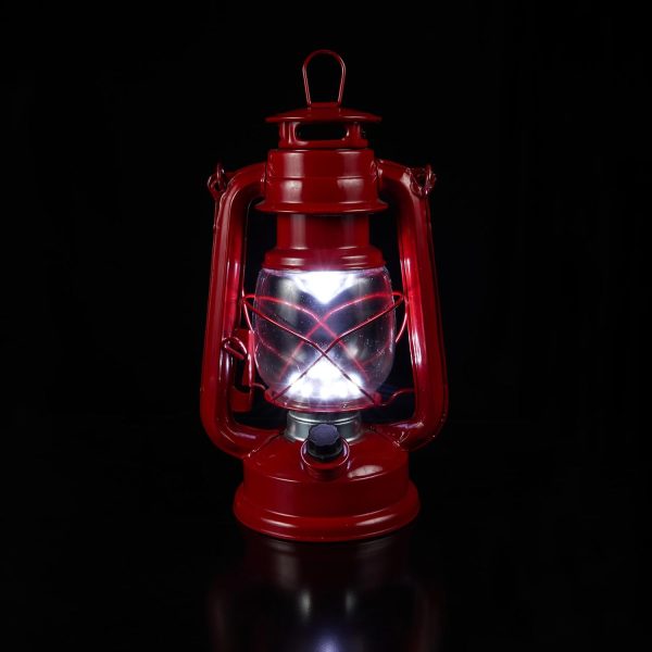 Alpine Corporation 10" H Indoor/Outdoor Metal and Glass Hurricane Lantern with Dimmable LED Lights, Red - Image 61