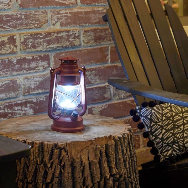 Alpine Corporation 10" H Indoor/Outdoor Metal and Glass Hurricane Lantern with Dimmable LED Lights, Red - Image 64