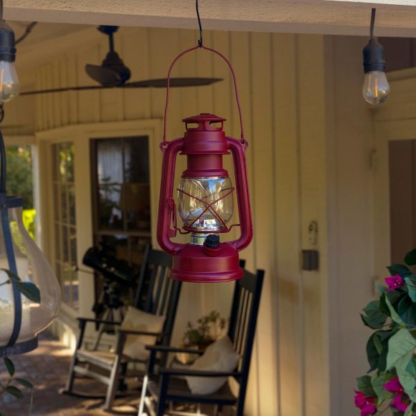 Alpine Corporation 10" H Indoor/Outdoor Metal and Glass Hurricane Lantern with Dimmable LED Lights, Red - Image 65