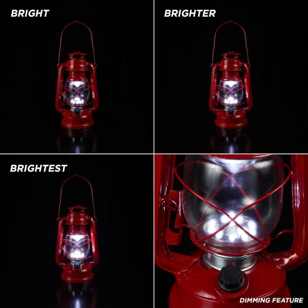Alpine Corporation 10" H Indoor/Outdoor Metal and Glass Hurricane Lantern with Dimmable LED Lights, Red - Image 71